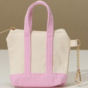 Mini Canvas Tote Key Ring Bag Charm Pink